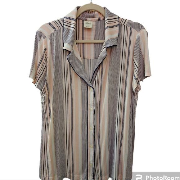 Soma Cool nights short sleeve striped pajama top Size L - Picture 1 of 5